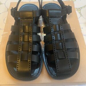 The ROW Black Flat Strappy Sandals